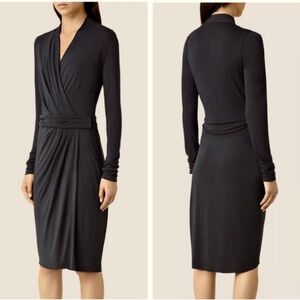 All Saints Nova beautiful wrap dress. 100% viscose, elegant, comfy, stretchy.